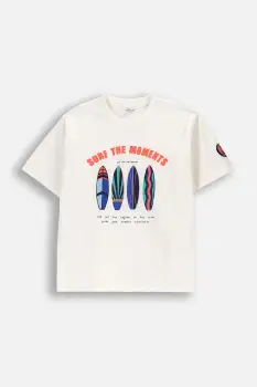 Coccodrillo tricou din bumbac culoarea bej, cu imprimeu, HOLIDAY SPLASH BOY JUNIOR imagine