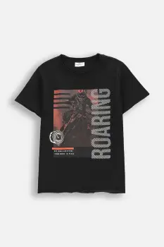 Coccodrillo tricou din bumbac culoarea negru, cu imprimeu, WILD SAFARI BOY JUNIOR imagine