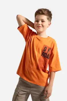 Coccodrillo tricou din bumbac culoarea portocaliu, cu imprimeu, WILD SAFARI BOY JUNIOR imagine