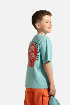 Coccodrillo tricou din bumbac culoarea turcoaz, cu imprimeu, HOLIDAY SPLASH BOY JUNIOR imagine