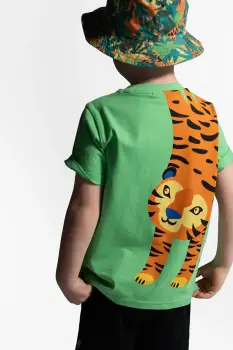 Coccodrillo tricou din bumbac culoarea verde, cu imprimeu, TROPICAL STORY BOY KIDS imagine