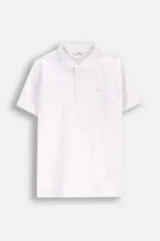 Coccodrillo tricouri polo din bumbac pentru copii culoarea alb, uni, BACK TO SCHOOL BOY imagine