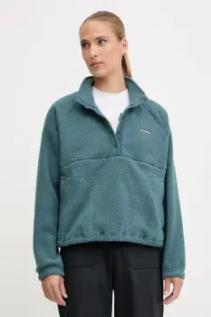 Columbia hanorac fleece Jasper culoarea turcoaz, uni, 2142381 imagine