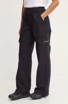Columbia pantaloni Brea Falls femei, culoarea negru, lat, high waist, 2086041 imagine