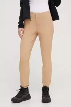 Columbia pantaloni femei, culoarea bej, mulata, medium waist imagine