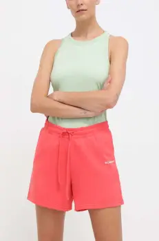 Columbia pantaloni scurti femei, culoarea rosu, cu imprimeu, high waist imagine