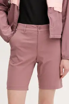 Columbia pantaloni scurti outdoor Leslie Falls culoarea roz, neted, medium waist, 2119193 imagine