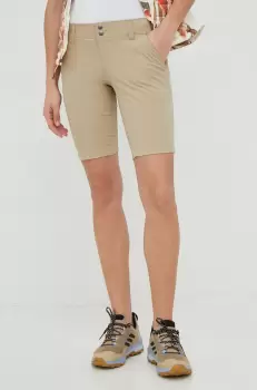 Columbia pantaloni scurti outdoor Saturday Trail femei, culoarea bej, neted, medium waist imagine