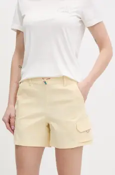 Columbia pantaloni scurti outdoor Weekend Rays culoarea galben, uni, high waist, 2114784 imagine