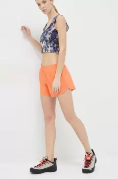 Columbia pantaloni scurti sport Columbia Hike femei, culoarea portocaliu, neted, high waist imagine