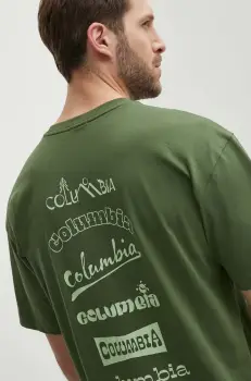 Columbia tricou Burnt Lake barbati, culoarea verde, cu imprimeu, 2071711 imagine