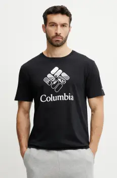 Columbia tricou din bumbac barbati, culoarea negru, cu imprimeu imagine