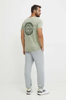 Columbia tricou din bumbac barbati, culoarea verde, cu imprimeu imagine