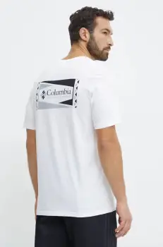 Columbia tricou din bumbac culoarea alb, cu imprimeu imagine