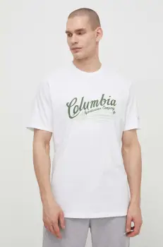 Columbia tricou din bumbac culoarea alb, modelator imagine
