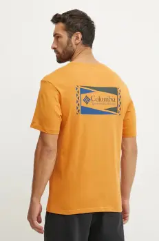 Columbia tricou din bumbac culoarea portocaliu, cu imprimeu imagine