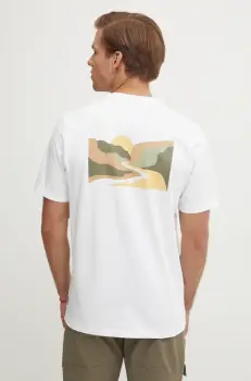 Columbia tricou din bumbac Explorers Canyon barbati, culoarea alb, cu imprimeu, 2036451. imagine