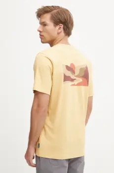 Columbia tricou din bumbac Explorers Canyon barbati, culoarea galben, cu imprimeu, 2036451. imagine