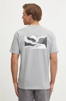 Columbia tricou din bumbac Explorers Canyon barbati, culoarea gri, cu imprimeu, 2036451. imagine