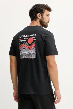 Columbia tricou din bumbac Explorers Canyon culoarea negru, cu imprimeu, 2036451. imagine