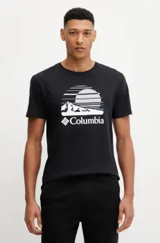 Columbia tricou din bumbac Path Lake barbati, culoarea negru, cu imprimeu, 1934814. imagine
