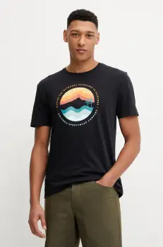 Columbia tricou din bumbac Path Lake barbati, culoarea negru, cu imprimeu, 1934814. imagine