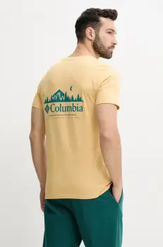 Columbia tricou din bumbac Rapid Ridge barbati, culoarea galben, cu imprimeu, 1934824 imagine