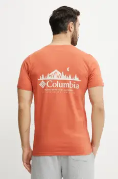 Columbia tricou din bumbac Rapid Ridge barbati, culoarea portocaliu, cu imprimeu, 1934824 imagine