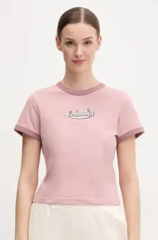 Columbia tricou din bumbac Rolling Bend femei, culoarea roz, 2120001 imagine