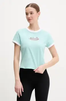 Columbia tricou din bumbac Rolling Bend femei, culoarea turcoaz, 2120001 imagine