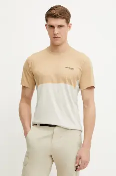 Columbia tricou sport Cirque River culoarea bej, cu imprimeu, 2126222 imagine