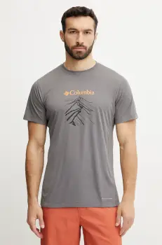 Columbia tricou sport Zero Rules culoarea gri, cu imprimeu, 2118541 imagine