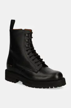 Common Projects botine Combat femei, culoarea negru, cu toc plat, 6180 imagine