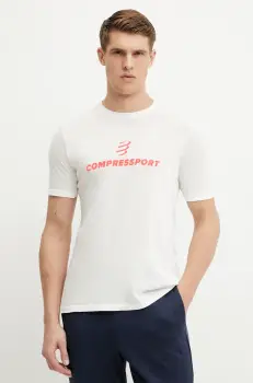 Compressport tricou Podium barbati, culoarea alb, cu imprimeu, ATSM554 imagine