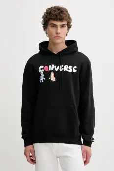 Converse bluza BLUEY culoarea negru, cu gluga, cu imprimeu, CVM5H501 imagine