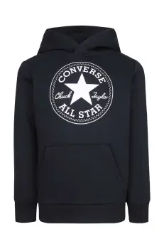Converse bluza copii culoarea negru, cu gluga, cu imprimeu imagine