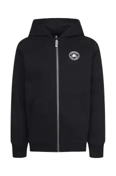 Converse bluza copii culoarea negru, cu gluga, neted imagine