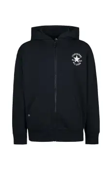 Converse bluza copii culoarea negru, cu gluga, neted, 9CF391 imagine