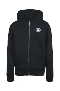 Converse bluza copii culoarea negru, cu gluga, neted imagine