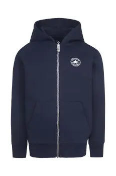 Converse bluza copii culoarea verde, cu gluga, neted imagine