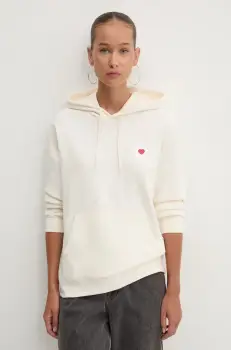 Converse bluza culoarea bej, cu gluga, cu imprimeu, 10026889-A02 imagine