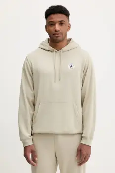 Converse bluza culoarea bej, cu gluga, uni, 10026983-A11 imagine