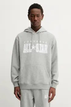 Converse bluza culoarea gri, cu gluga, cu imprimeu, CVM5K160 imagine