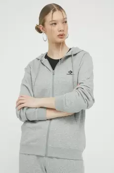 Converse bluza culoarea gri, cu gluga, neted imagine