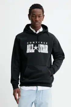 Converse bluza culoarea negru, cu gluga, cu imprimeu, CVM5K160 imagine
