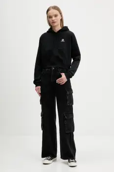 Converse bluza culoarea negru, cu gluga, uni, CVW5K527 imagine