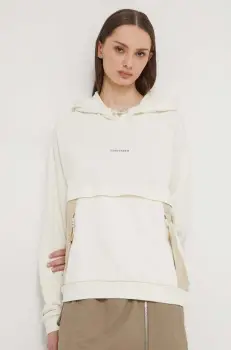 Converse bluza femei, culoarea bej, cu gluga, neted imagine