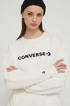 Converse bluza femei, culoarea bej, cu imprimeu imagine