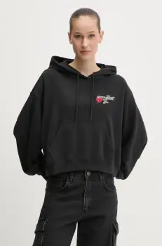 Converse bluza femei, culoarea negru, cu gluga, cu imprimeu, 10028309-A02 imagine