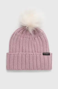 Converse caciula din amestec de lana culoarea violet, din tricot gros imagine